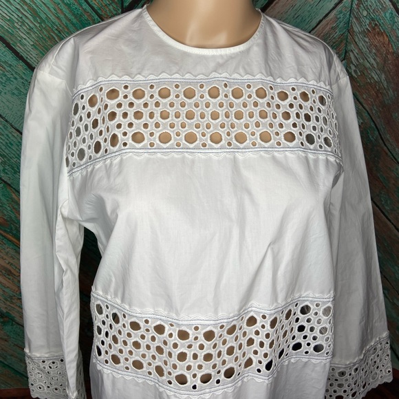NWT Sandro Chairman Eyelet Lace-Inset Cotton Top - Picture 2 of 10